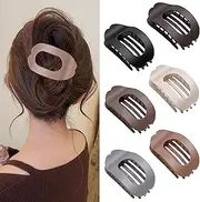 PICURA Flat Hair Clips for Women, 6 Pack Ergonomic Curved Hair Claw Clips for Thick Thin Curly Hair, Strong Hold No Slip Grip Hair Claw Clips for All Hair Textures, Neutral Colors