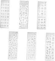 PLAFOPE 6pcs Floral Nail Art Templates Creative Stamping Plates Stainless Steel Manicure Decorations