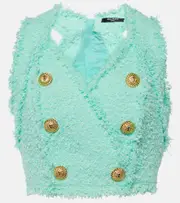 [Balmain] Balmain Tweed top UK 8 green
