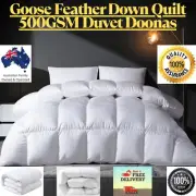 Goose Feather Down Quilt 500GSM Duvet Doonas Soft Breathable Cotton Bamboo Warm