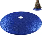 Christmas Tree Skirt Round Sparkle Sequins Xmas Tree Mat for Holiday Party Home Decorations -Blue