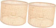 BIUDECO Decorative Rattan Lampshade Ceiling Light Covers 2pcs Woven Lamp Shades Rustic Woven Light Cover