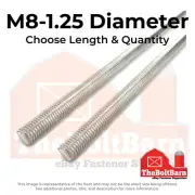 M8-1.25x1000 A4-70 Stainless Steel Fully Threaded Rods Coarse Thread (Pick Qty)