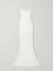 [Clio Peppiatt] Clio Peppiatt - Embellished Stretch-tulle Gown - Ivory - L L Ivory