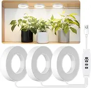 Gohytal LED Grow Light, Pack of 3, Full Spectrum, 144 LEDs, 3/9/12H Timer, 3 Colours, 10 Dimming, 3 Heads