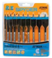 Spyder Stinger 10 Piece Spade Bit Drill Set Power Tool Accessory Brand New