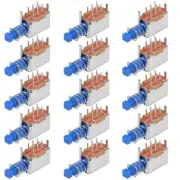 Push Button Switch DPDT 6 Pin 1 Position Self-Locking Blue 15pcs