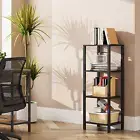 Bookshelf, 4-Tier Tall Book Shelf, Narrow Bookcase for Small Space, DIY Stackabl