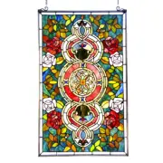 Stained Glass Window Panel Floral EUREKA SONARA Suncatcher 20 X 32 Art Glass