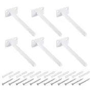 6Pcs 6" x 2" Wall Mounting Floating Shelf Bracket Blind Shelf Support, White
