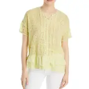 Johnny Was Hyacinth Eyelet Blouse In Butterfly Yellow 100% Rayon NWT Size Small