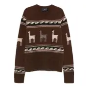 [Seafarer] Seafarer Llama-pattern V-neck Sweater M BROWN