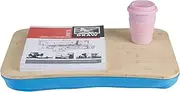 Portable Deluxe Bamboo Lapdesks, Laptop PC Table Lap Tray Read Workstation with Pillows, Laptop Stand with Cushion (Blue)