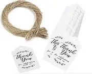 100PCS 5x3CM Thank You for Celebrating with Us Hang Tags Gift Tag Birthday Wedding Favor Tagwith 20m Hemp Rope String