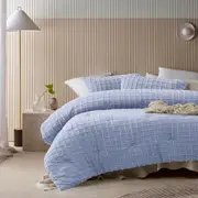 Vintage Design Homewares 3 Pcs Parquet Snooze Blue Comforter Set (Queen, King)