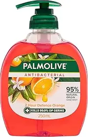 Palmolive Antibacterial Liquid Hand Wash Soap, 250mL, Orange 2 Hour Defence Pump, No Parabens Phthalates or Alcohol