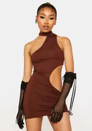 Coffee Look My Way Cut-Out Dress