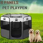 8 Panel Pet Dog Cat Crate Bags Kennel Portable Tent Playpen Puppy Cage Grey