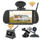 7" Mirror Monitor +Wireless Solar Magnetic Reversing Camera for Truck RV Caravan