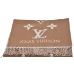【LOUIS VUITTON 路易威登】M76067 REYKJAVIK系列MONOGRAM織花羊絨雙面針織圍巾(黃褐色)