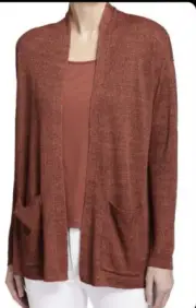 Eileen Fisher High Collar Open Cardigan L NWT Retail $248