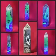 UV Fluorescent Big Natural Volcano Agate Tower Point Obelisk Quartz Crystal 3+LB
