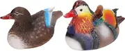 Floating Mandarin Duck Statue Premium Resin Outdoor Garden Pond Decoration Cute Animal Sculpture for Outdoor Garden Pond Love Symbol Durable All Weather 2PCS Set (Dark Color)
