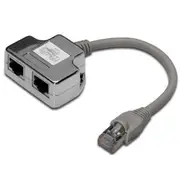 Digitus DN-93904 CAT5e RJ45 Data/Data Splitter Dual Adapter (2 x Data Devices) with 0.19m lead [DN-93904]