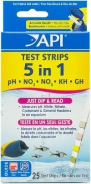 API 5-in-1 Test Strips for Freshwater and Saltwater Aquariums, 25 Count 25 Count