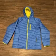 Brand New- LANDS END Boys Primaloft Quilted Jacket - Blue Full Zip - Large 14-16