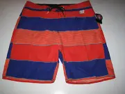 Volcom Men's 36 Orange Purple Stripe Surf Beach 38er Board Shorts