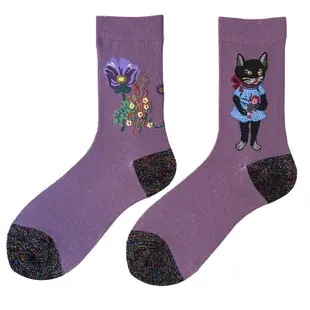 柳惠珠襪子 韓國設計師可愛小貓咪襪子 女AB不對稱中筒襪 松鼠兔子INS個性長襪
