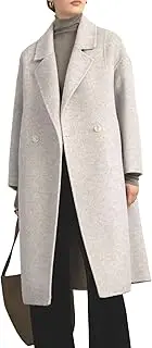 [XMZFQ] Womens Trench Coat Loose-Fit Calf-Length Winter Pea Coat Blended with Camel and Wool Double Breasted Notched Lapels Ideal Outerwear for Chilly Days