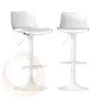 Artiss Bar Stools Kitchen Swivel Gas Lift Stool Leather Dining Chairs White x2