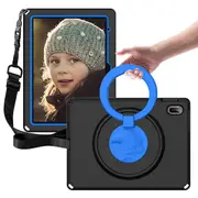 ZUSLAB iPad 10 Case with Screen Protector Hybrid Shockproof Rugged Cover Handle Grip Kickstand Strap Holder for Apple 10.9 inch (2022) - Black
