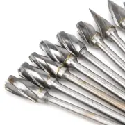 10x Burr Bits Single Flute Roughing Grind Cutter Tungsten Steel Alloy Car
