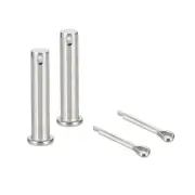 2Pcs M12x60mm Clevis Pins, Single Hole Flat Head Hitch with Cotter Pins, Silver