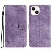 For iPhone 14 PU Leather Flip Case Anti-drop Stand Wallet Imprinted Skin-touch Phone Cover