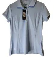 Adidas Golf Shirt Women's S/S Medium ClimaLite Waterfall/White Polo Sporty NWT