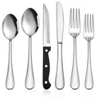 48-Piece Silverware Set with Steak Knives, Stainless Steel Flatware Set for 8...