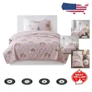 4-Piece Alicia Kids Quilt Set - Adorable Rainbows & Unicorn Pillow, All-Season