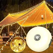 Glowmate 4-in-1 Camping Lantern, Retractable String Lights, 33ft, Warm White, LED, 8 Modes, Waterproof, Solar Powered, Magnetic Base, Freestanding