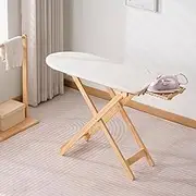 Solid Wood Ironing Station,Ironing Board Height Adjustable Iron Rest,Full Size Iron Board, Heat Resistant Cover,for Comfortable Ironing,White