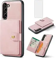 [Asuwish] Phone Case for Samsung Galaxy S23 5G Wallet Cover with Tempered Glass Screen Protector and Credit Card Holder Stand Leather Cell Accessories S 23 23S GS23 G5 SM-S911U 6.1 inch Women Men Pink