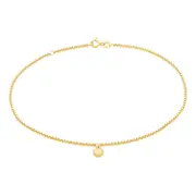 9ct Yellow Gold Silver Filled 27cm Heart Drop Anklet
