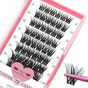 Lash Clusters 72 Pcs Cluster Lashes DIY Eyelash Extension Individual Lashes Thin Band Easy to Apply at home Lashes (Adore, C-8-16mix)