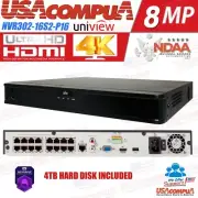 UNV Uniview 16 Channel 16 PoE NVR NDAA Compliant 4K Plug & Play PoE NVR 4TB PUR