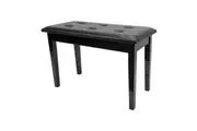 Crown Standard Tufted Duet Piano Stool with Storage Compartment (Black)