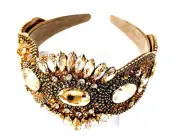 Ella Luxe Gold Gem Encrusted Headband Fascinator Exquisite Shine & Sparkle