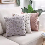 45*45cm Decorative Throw Cushion Cover Velvet Soft Striped Feather Sequin Pillow Cover Pillow Case for Sofa Couch Bed Chair Living Room Bedroom